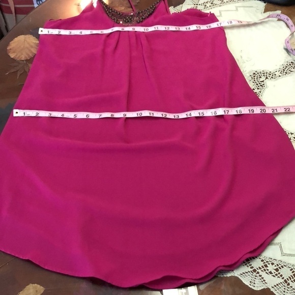 ASTR Revolve Pink Beaded Low T Back Mini Hi Low Flowy Dress Size XS - Picture 10 of 11